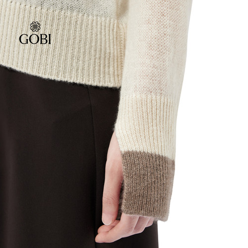 GOBI戈壁春秋纯色时尚高级女士羊绒圆领运动套头上衣针织衫WK779 - 图1