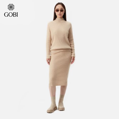 GOBI戈壁秋冬宽松时尚基础上衣女士山羊绒打底衫毛衣针织衫WK651 - 图1
