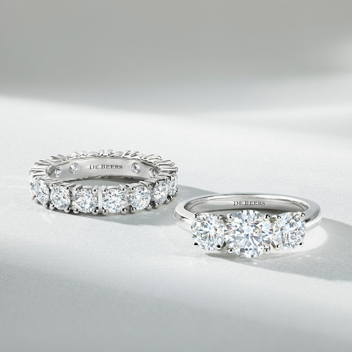 De Beers 戴比尔斯 DB Classic Eternity 全圈镶钻铂金戒指 钻戒 - 图1