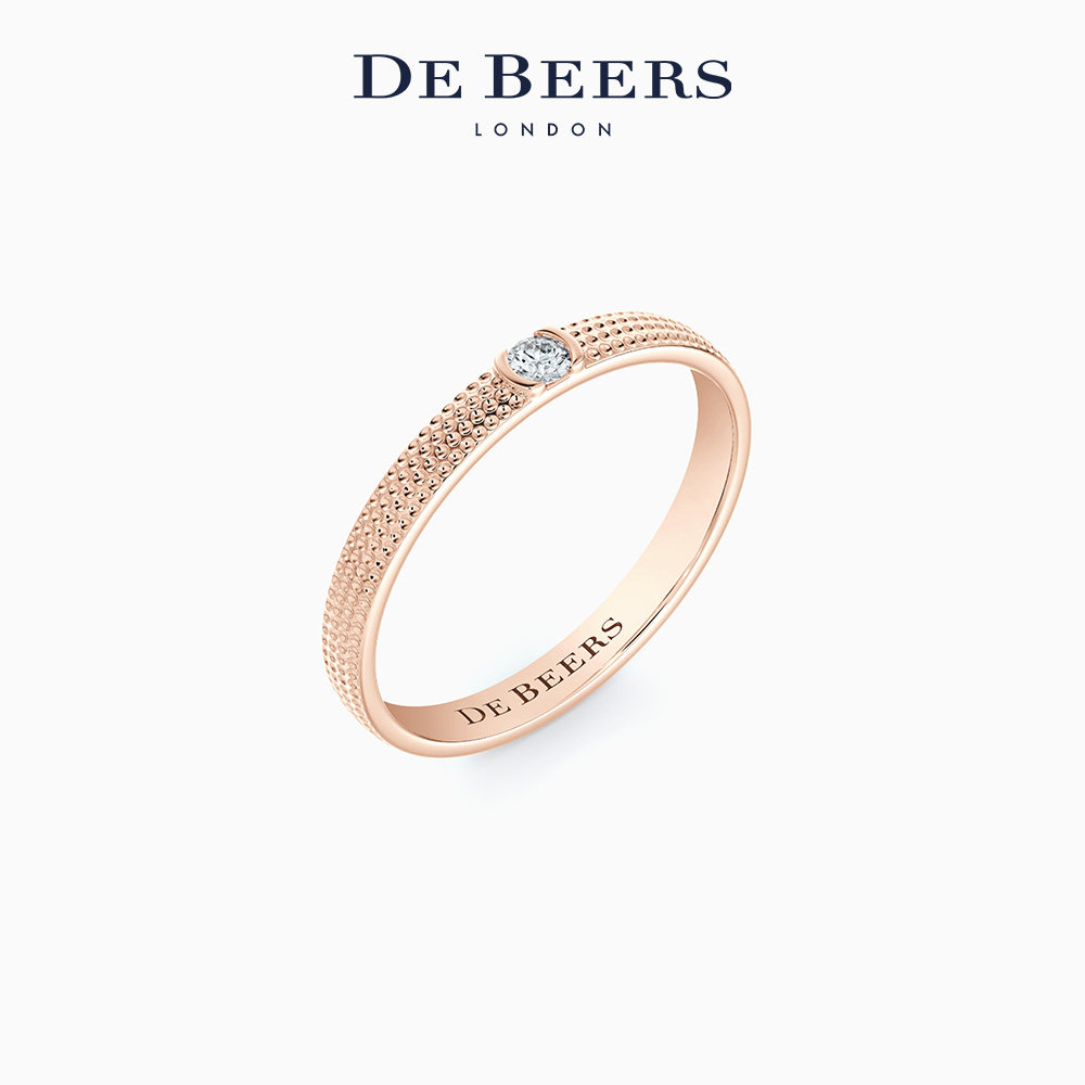 DeBeers ring wears Beers narrow version rose