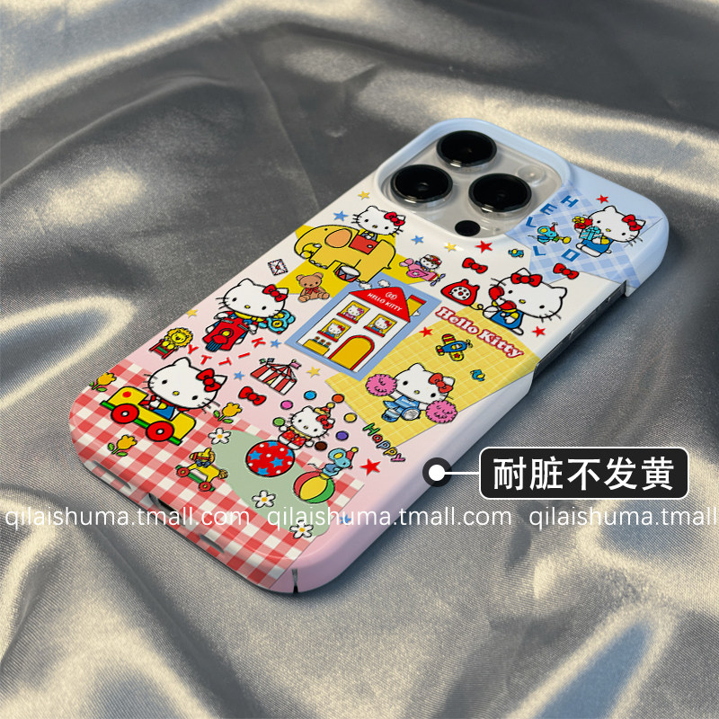柒莱菲林壳适用于苹果17/16promax手机壳新款iPhone15/14韩风可爱卡通kt猫13防摔12硬11保护套xs硅胶xr男女软 - 图0