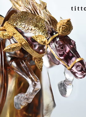 tittot琉园琉璃十二生肖马摆件坚毅非凡企业上市商务礼送外国友人