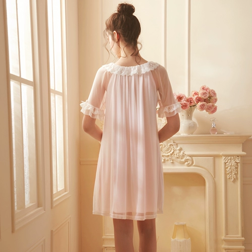 Кружевная летняя пижама, тонкая милая сексуальная юбка для принцессы, короткий рукав