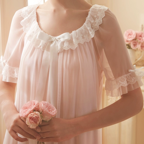 Кружевная летняя пижама, тонкая милая сексуальная юбка для принцессы, короткий рукав