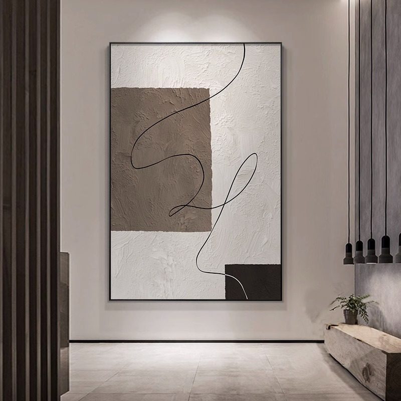 侘寂风抽象线条客厅装饰画大气沙发背景墙画现代简约玄关过道挂画,淘宝优惠券,粉丝福利购,淘宝优惠卷