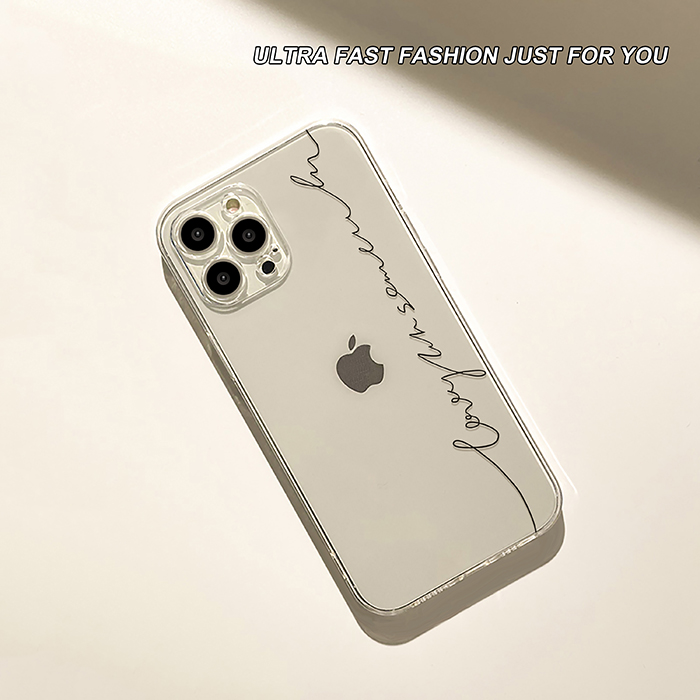 从一而终简约艺术线条适用苹果13手机壳iphone14promax新款12套11个性xsmax小众xr全包8plus软硅胶保护7mini - 图2