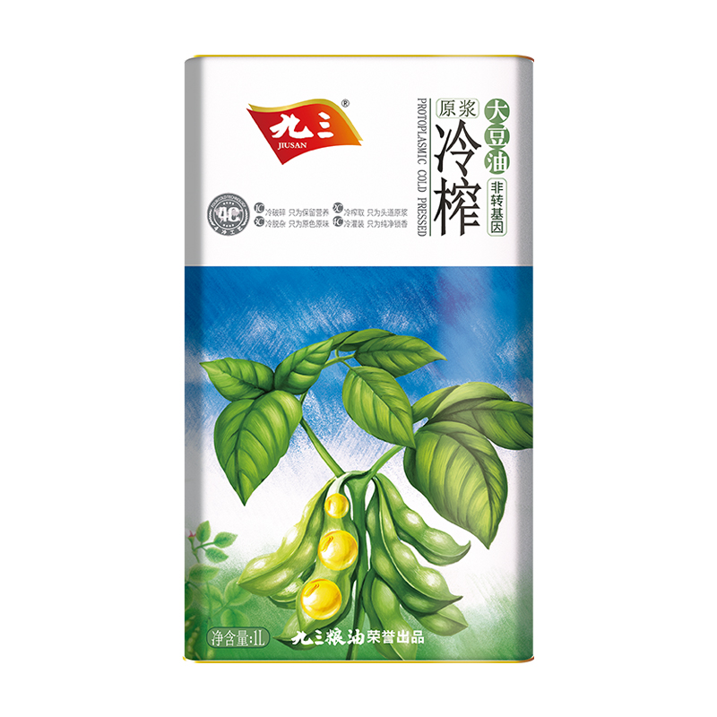 九三非转基因原浆冷榨大豆油1L低温冷榨工艺食用油1升