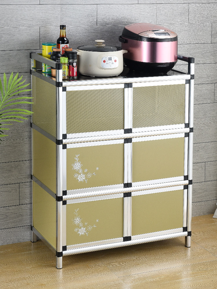 菜厨柜子厨房碗柜双门放碗的收纳柜不锈钢经济型置物碗橱家用农村