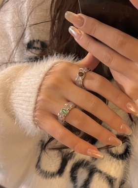 新中式复古扭结玉髓冷淡风指环 高级感简约文艺叠戴戒指女尾戒