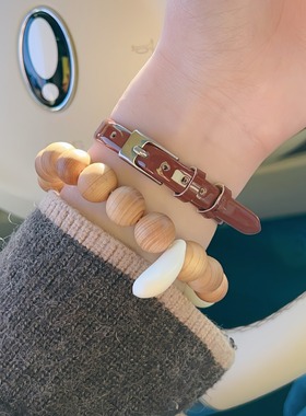 崖柏圆珠骨头单圈 配滴流骨头水滴配件 简约百搭男女同款文艺手串