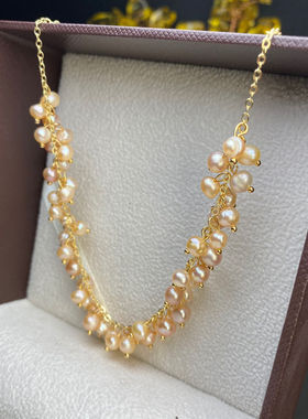 甲状腺术后遮挡疤痕项链女淡水珍珠爆花满天星设计百搭微笑锁骨链