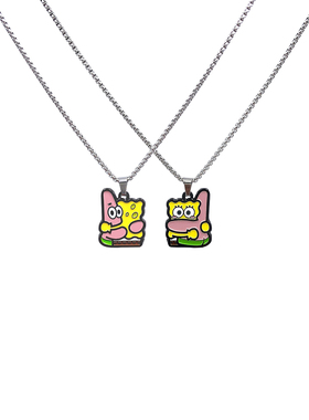 海绵宝宝派大星双面卡通情侣项链可爱简约风吊坠配饰挂件送朋友