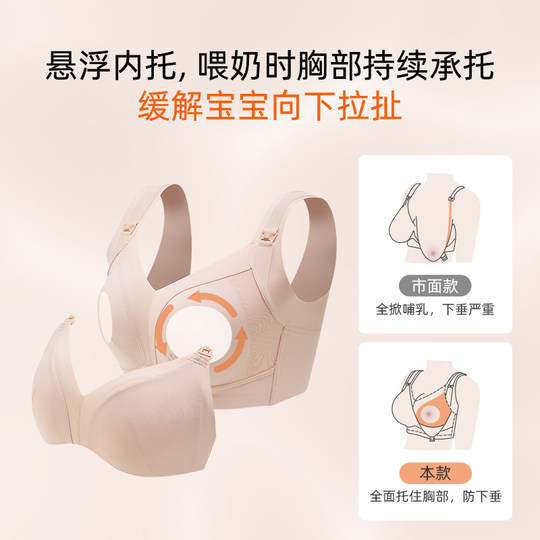 女儿腰哺乳内衣防下垂聚拢喂奶产后大胸显小文胸大码收副乳薄款女