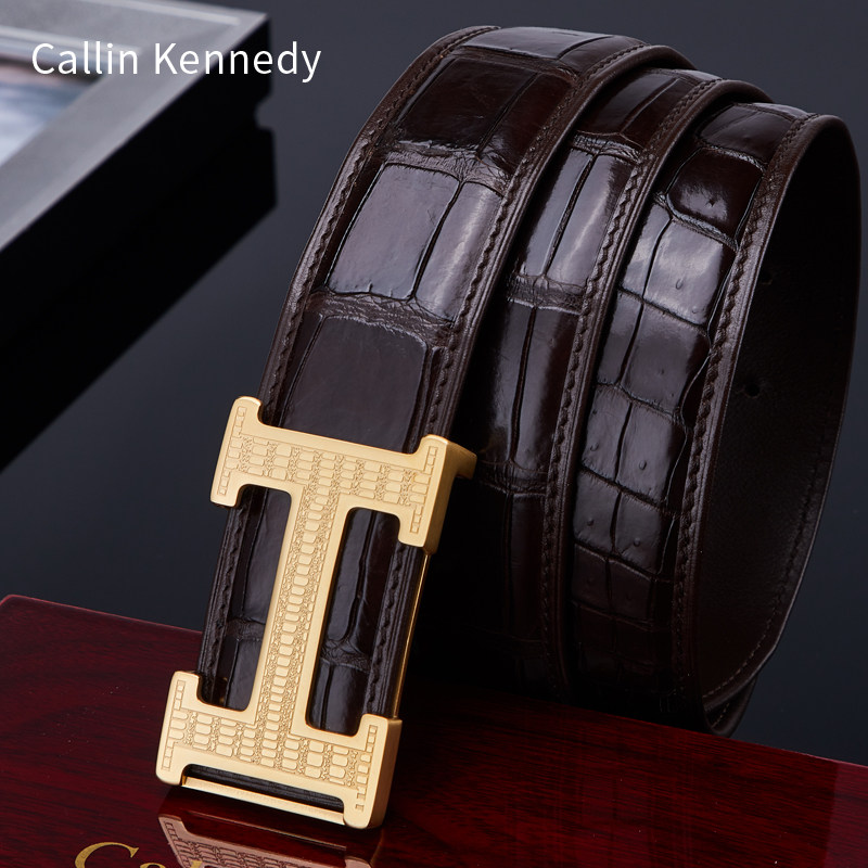 【钢扣】Callin Kennedy泰国鳄鱼皮男士皮带平滑2025新款真皮腰带,淘宝优惠券,粉丝福利购,淘宝优惠卷