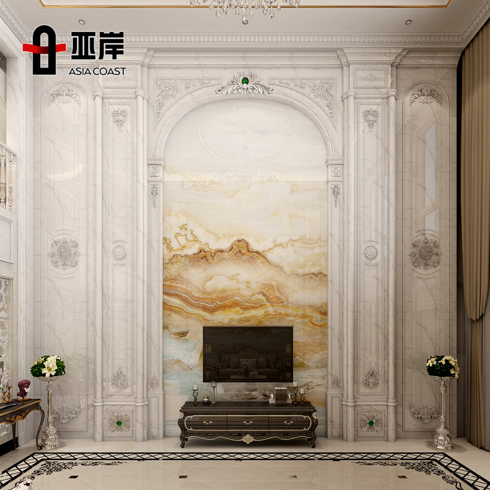 别墅石材罗马柱电视墙天然大理石复式楼挑空沙发墙岩板背景墙瓷砖,淘宝优惠券,粉丝福利购,淘宝优惠卷