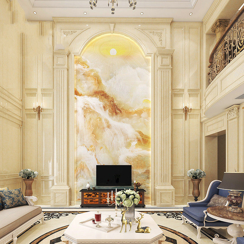 欧式别墅复式楼背景墙天然石材电视墙罗马柱岩板奢石挑高大理石,淘宝优惠券,粉丝福利购,淘宝优惠卷