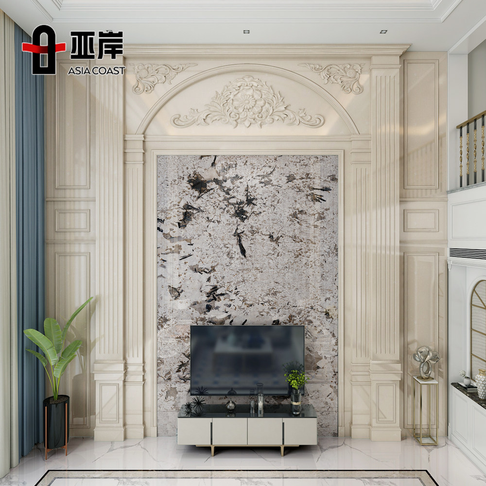 别墅石材罗马柱电视墙天然大理石复式楼挑空沙发墙岩板背景墙瓷砖,淘宝优惠券,粉丝福利购,淘宝优惠卷