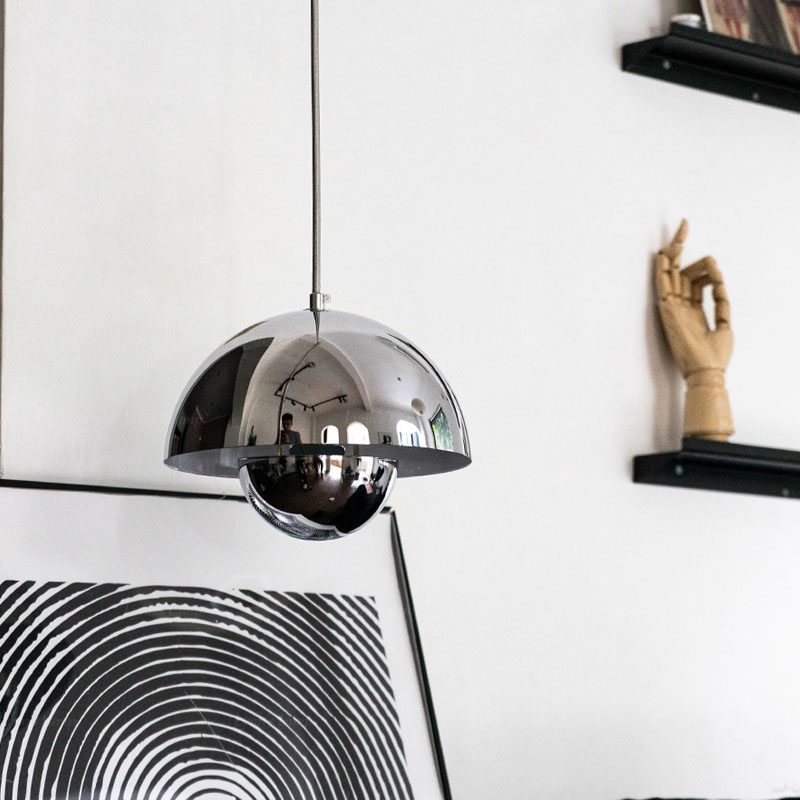 Lynn's立意北欧丹麦银色蘑菇吊灯设计师复古花苞餐厅床头吧台灯具,淘宝优惠券,粉丝福利购,淘宝优惠卷