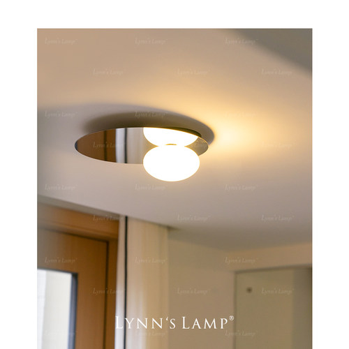 Lynn's立意 玄关过道复古吸顶灯 银色镜面衣帽间现代简约阳台灯具 - 图1