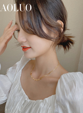 项链女简约可爱笑脸毛衣链配饰