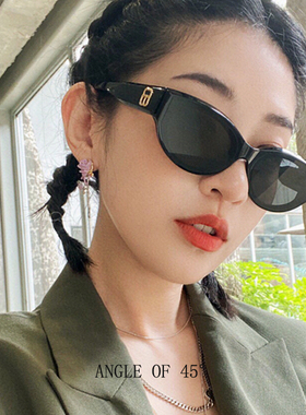 偏光椭圆形科技感女窄框墨镜女