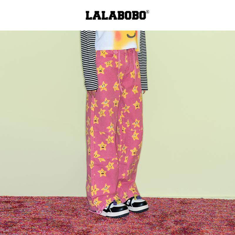 【汪苏泷同款】LALABOBO25年春季长裤原创新款满印花星星阔腿裤子,淘宝优惠券,粉丝福利购,淘宝优惠卷