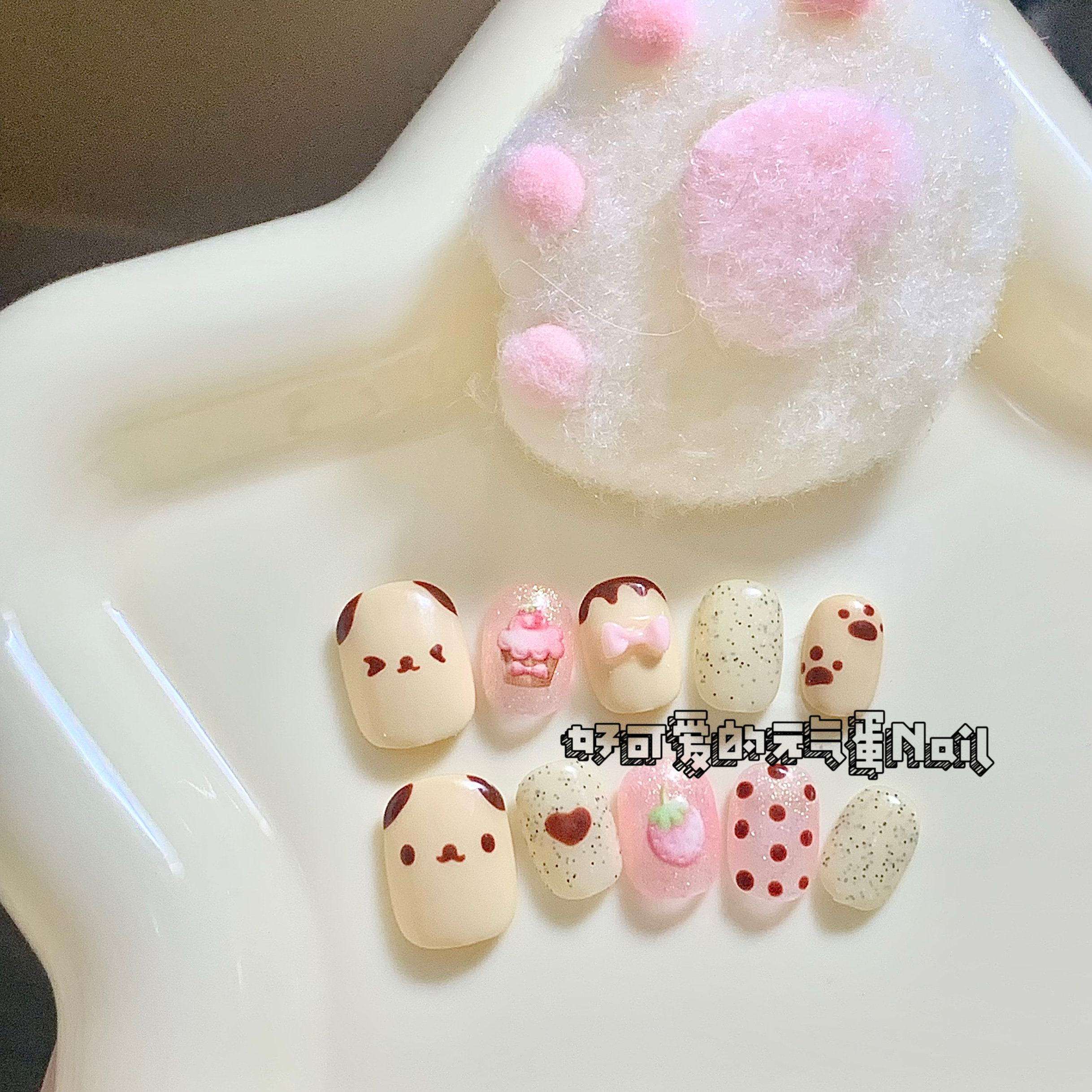 限时26.9三副可爱萌系黄色短款甜美可爱卡通纯手工波点平价穿戴甲,淘宝优惠券,粉丝福利购,淘宝优惠卷