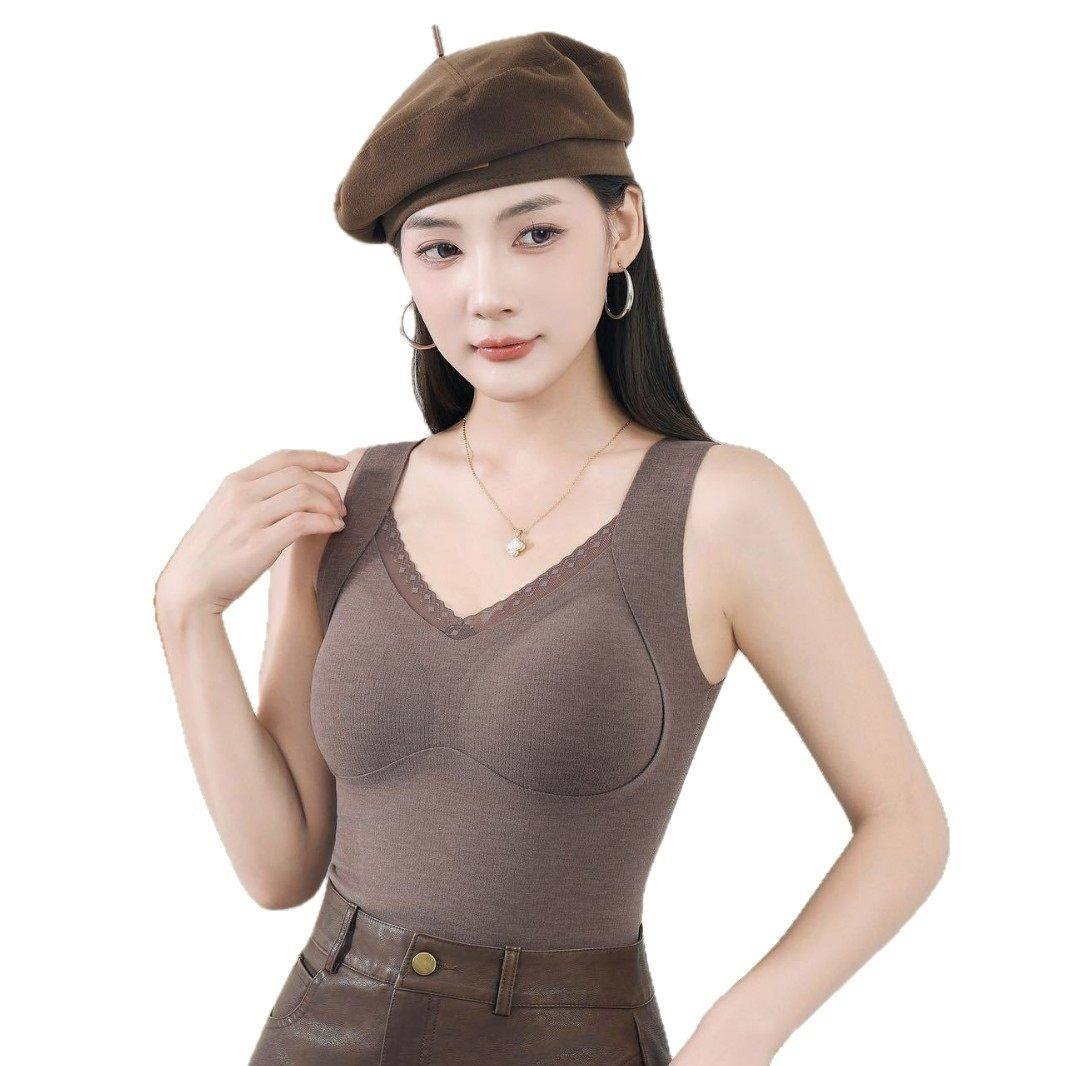 Liwen/丽吻100%羊毛填充保暖背心女无痕裁剪一体式固定杯内衣打底,淘宝优惠券,粉丝福利购,淘宝优惠卷