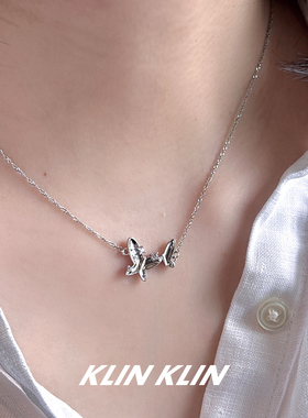 KLINKLIN蝴蝶锆石项链女生轻奢小众高级感甜美珍珠气质百搭锁骨链