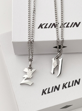 KLINKLIN情侣字母吊坠项链不掉色送男朋友七夕礼物情人节