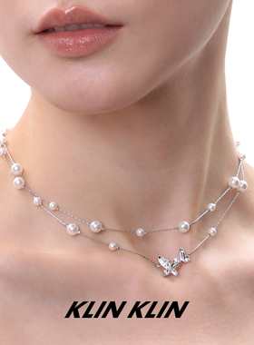 KLINKLIN镀真金蝴蝶珍珠项链女