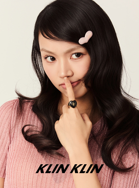 KLINKLIN爱心十字花廓形戒指珐琅彩夸张配衣服金色十字架黑色