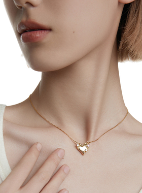 KLINKLIN镀白金女爱心锁骨链气质