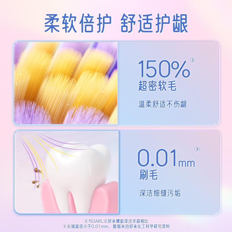 DARLIE好来原黑人随心美学软毛牙刷纤细呵护牙龈家庭装旗舰店正品