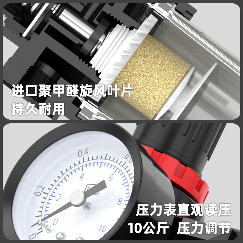 油水分离器三联件BFC2000/4000气压气水3000气源过滤器带自动排水 - 图1