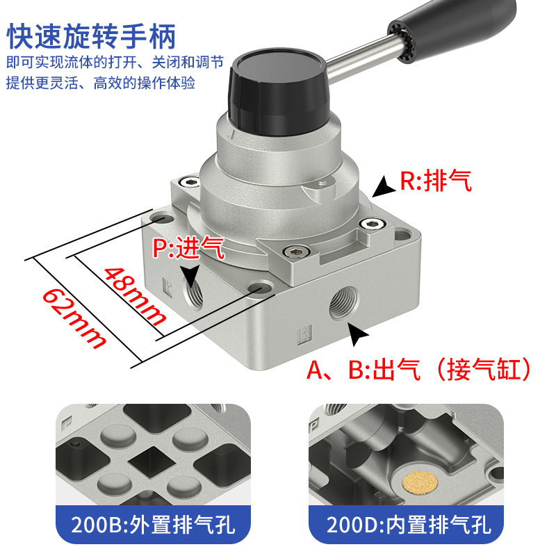 气动开关手动阀手板气阀开关气缸控制气动开关阀HV-200B手扳转04d-图0