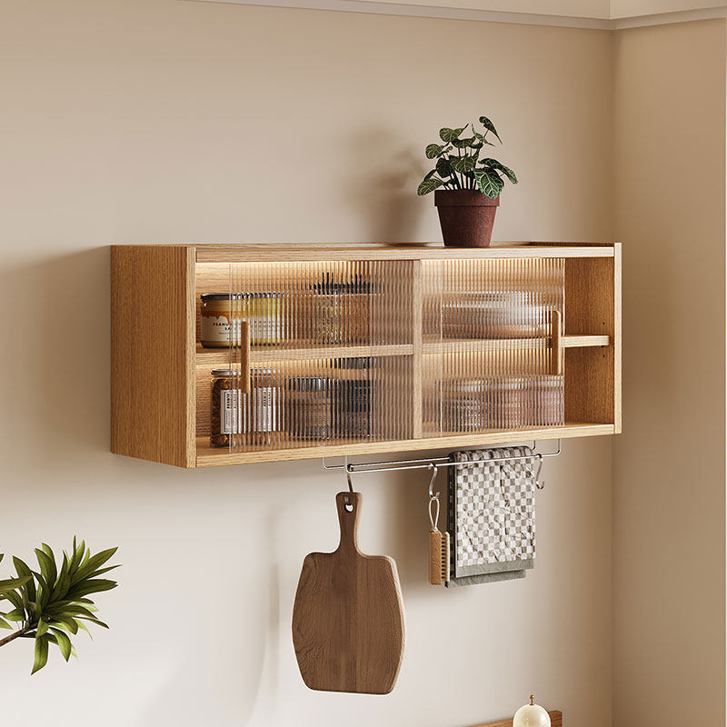 实木吊柜挂墙上厨房一体家用玻璃门小户型壁柜阳台悬空调味储物柜,淘宝优惠券,粉丝福利购,淘宝优惠卷