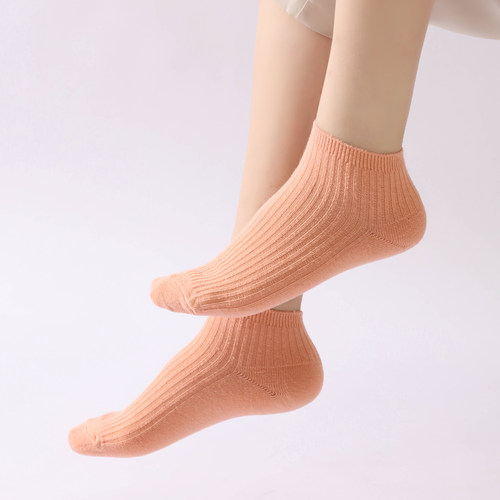 女士春夏浅口低帮船袜短袜100%棉质双针休闲女短筒薄款四季运动袜 - 图1