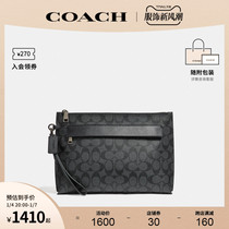 COACH Coco Official Mens Fashion Middle Number Black Cprint handbag PVC File Bag Handbag 29508