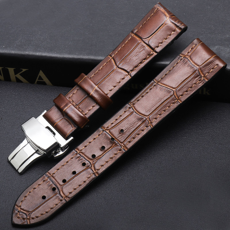 真皮橡胶表带男士手表链舒服可水洗代用天梭浪琴美度天王华为GT2