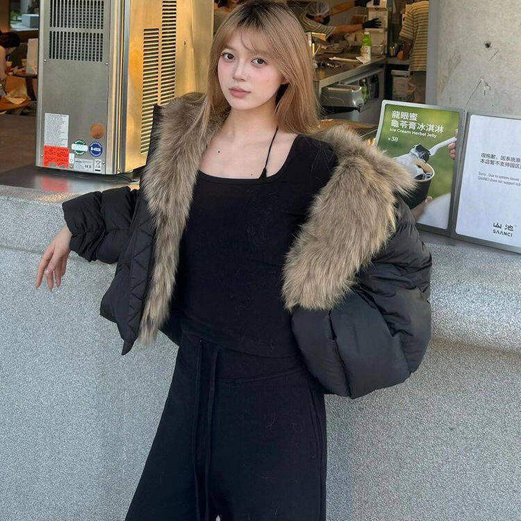 狐狸毛短款羽绒服女冬季新款领宽松加厚小个子韩版皮草面包服外套,淘宝优惠券,粉丝福利购,淘宝优惠卷