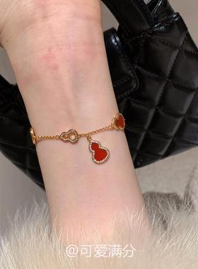 S925纯银红色玛瑙福禄葫芦手链女本命年2025新款爆款镶钻手饰过年