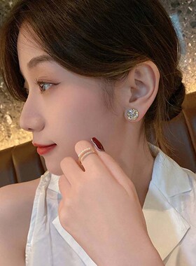 楚勇精品无耳洞水钻磁吸耳夹高级感个性百搭气质耳钉比翼双飞耳a1