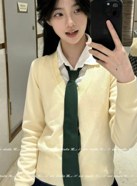 复古日系墨绿色领带女连衣裙领巾