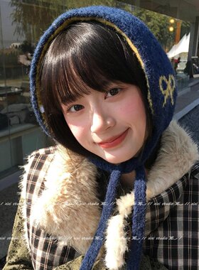 米红色双面可戴耳罩耳暖耳捂子