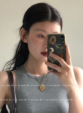 金色太阳长款项链小众设计感颈链