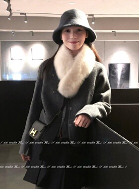 时髦百搭灰色羊毛渔夫帽女款