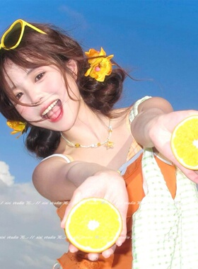 夏日元气黄色蕙兰花发夹海边度假