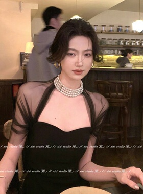 法式千金感多层珍珠项链锁骨链