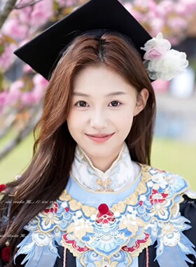 欧根纱玫瑰花发夹簪花学士帽头饰